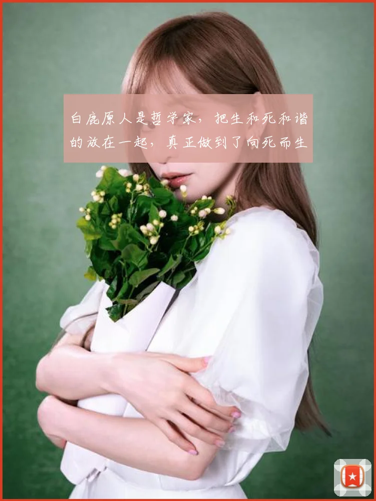 白鹿原人是哲学家，把生和死和谐的放在一起，真正做到了向死而生